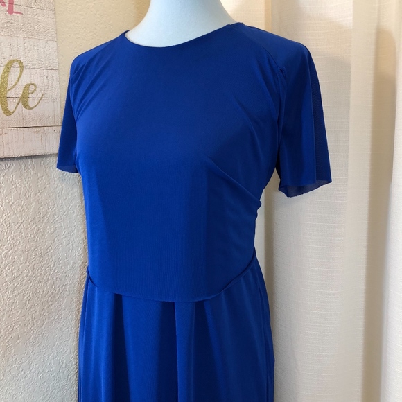 COS Blue Shift Dress Mesh Sleeve Tie Back, S NWT - Picture 2 of 8